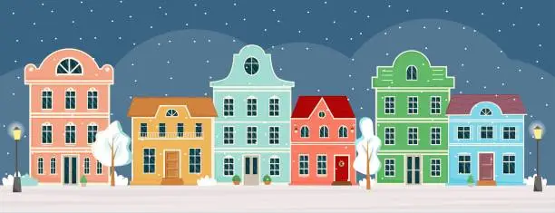 Vector illustration of Christmas street