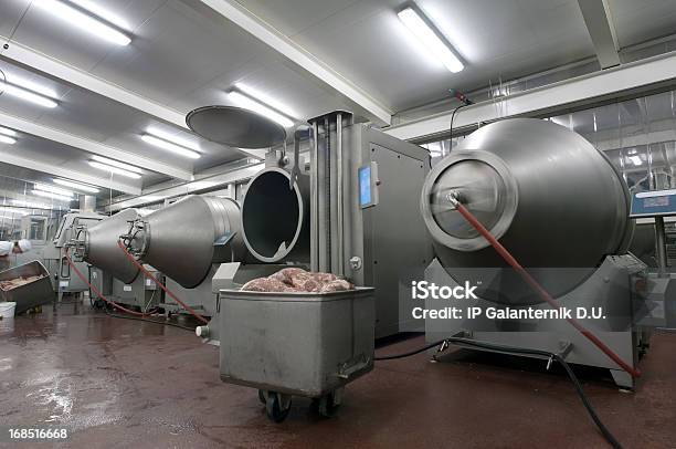 Linha De Produção Em Uma Fábrica De Alimentos Preparação De Produtos À Base De Carne - Fotografias de stock e mais imagens de Carne