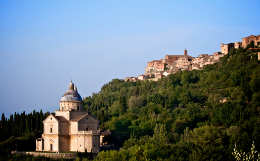 Sanctuary of the Madonna di San Biagio with  Montepulciano on background. Siena. Tuscany, ITaly\u2028http://www.massimomerlini.it/is/tuscany.jpg