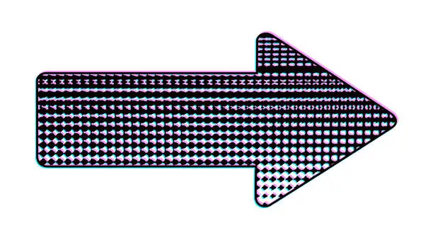 Vector illustration of Arrow shape with seamless pattern and Glitch Technique