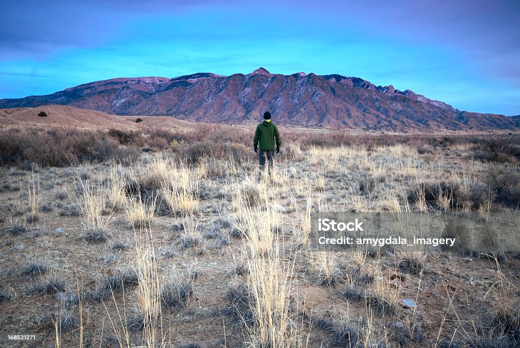 Homem Paisagem de montanha ao pôr do sol - Royalty-free Admirar a Vista Foto de stock