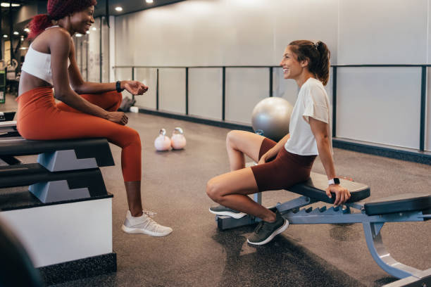 istock Two Beautiful Sportswomen Talking In The Gym After Doing Their d 1685220744
