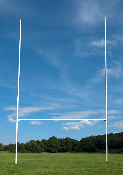 postes de rugby objetivo - rugby wooden post goal post rugby post fotografías e imágenes de stock