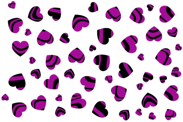 Vector illustration of Purple and black hearts pattern