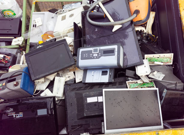 istock Scrap electronic equipment at a recycling center. 1685271845