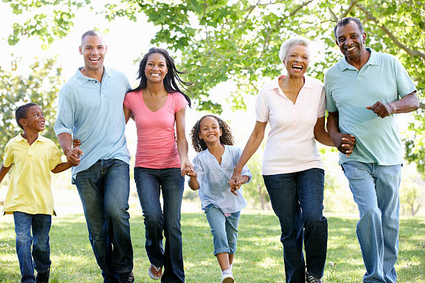 istock Multigenerational family walking in park holding hands 168528836