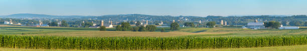 Lancaster County Farm Panorama with Corn Field and Mountains