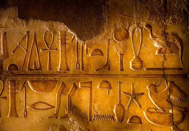 Hieroglyphs within a tomb in the Valley of the Kings.