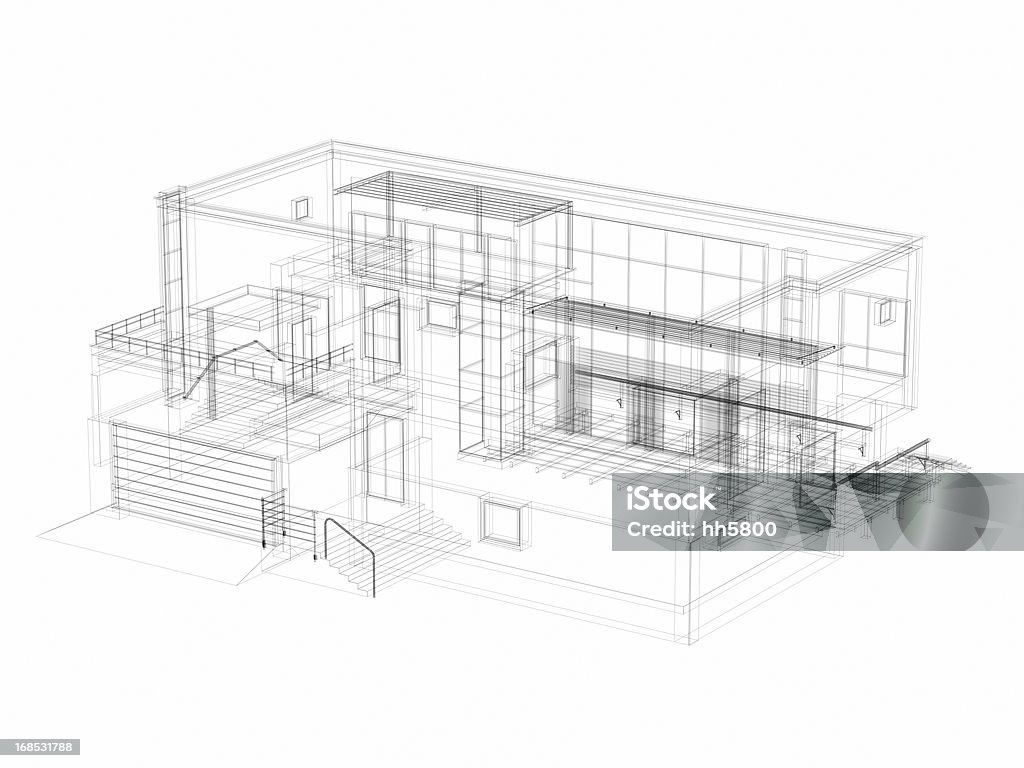 3 D Streszczenie Szkic Architektura Willa - Zbiór zdjęć royalty-free (Plan)