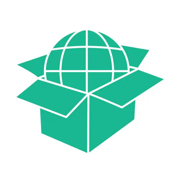 Vector illustration of Logistics Shipping Icon - Cardboard Box Globe