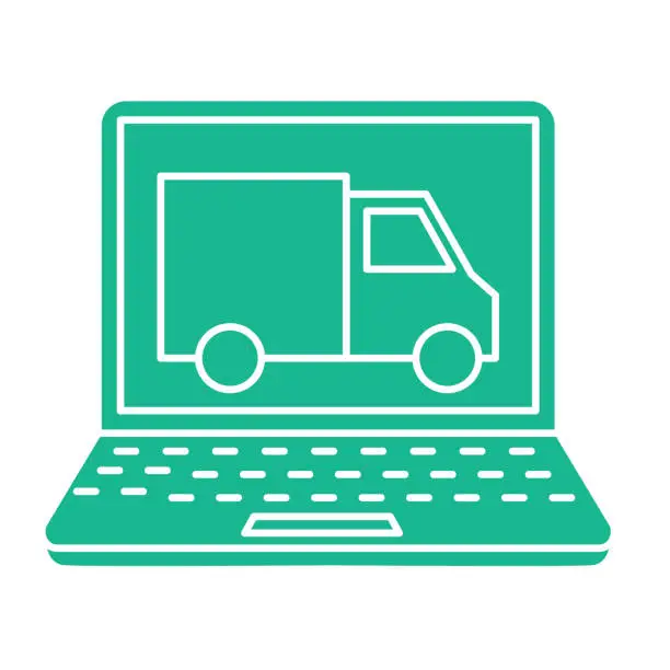 Vector illustration of Logistics Shipping Icon - Laptop Tracking