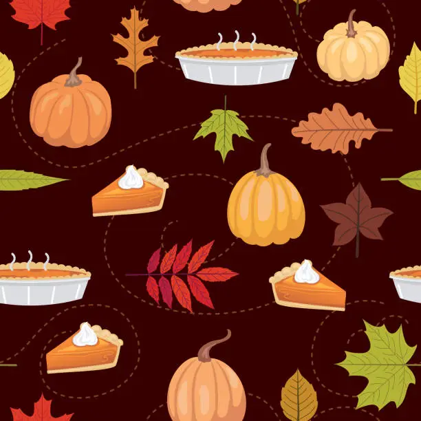 Vector illustration of Fall Pumpkin Pie Seamless Pattern