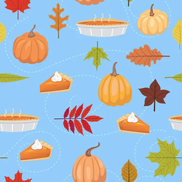 Vector illustration of Fall Pumpkin Pie Seamless Pattern