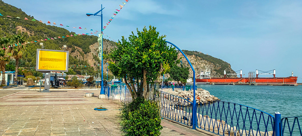 View on the corniche and the fishing port of the city of bejaia