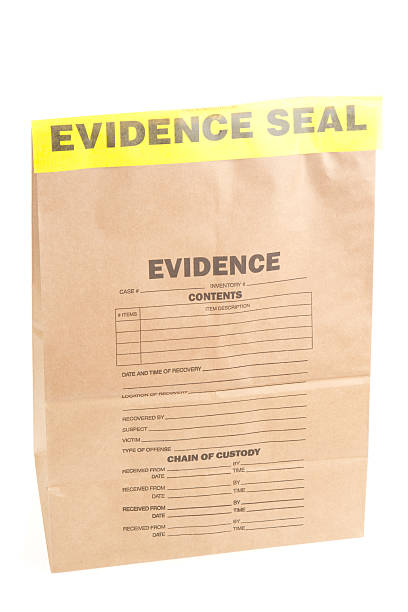 Police Evidence Actual sealed bag of crime scene evidence evidence bag stock pictures, royalty-free photos & images