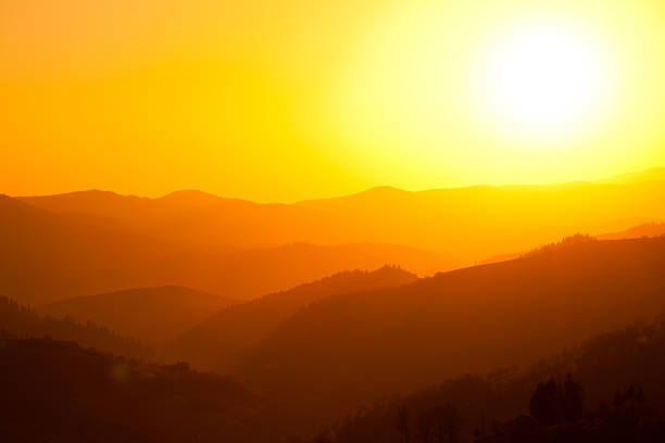 Sunrise in Carpathian Mountains stock photo