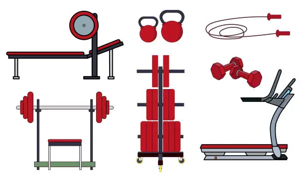 Vector illustration of exercise machines