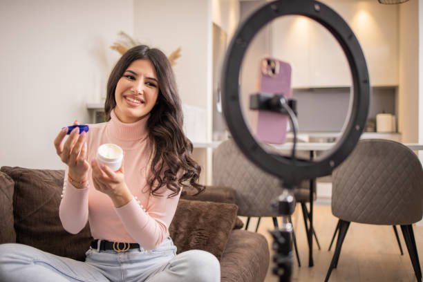 istock Young woman is recording a vlog 1685502108