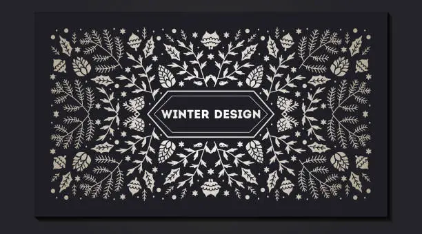 Vector illustration of Luxury Christmas frame, abstract sketch winter design templates for package