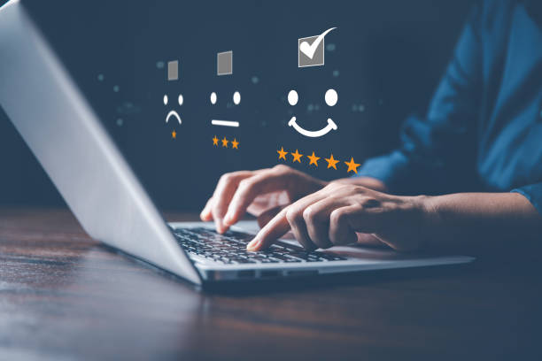 istock User give rating to service experience on online application for Customer review satisfaction feedback survey concept. Product or service review ideas from customers. 1685520673