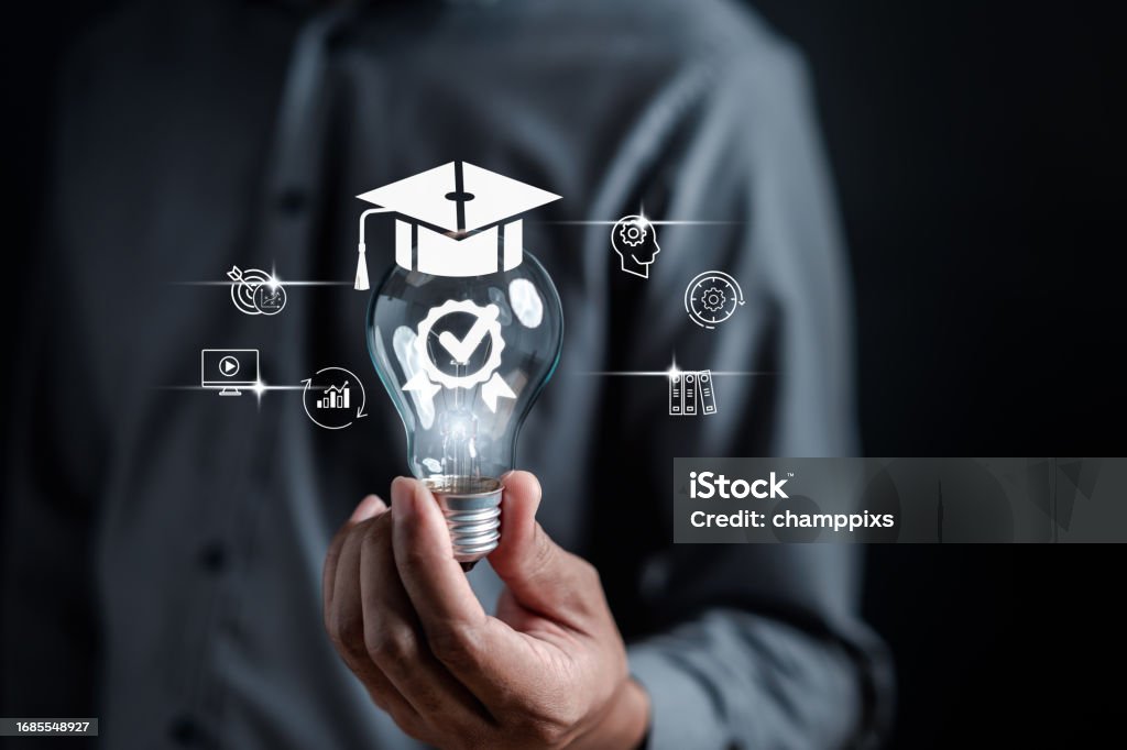 Lessons Light Bulb Hand Hold Light Bulb Elearning Program Certificate And Online Education ...