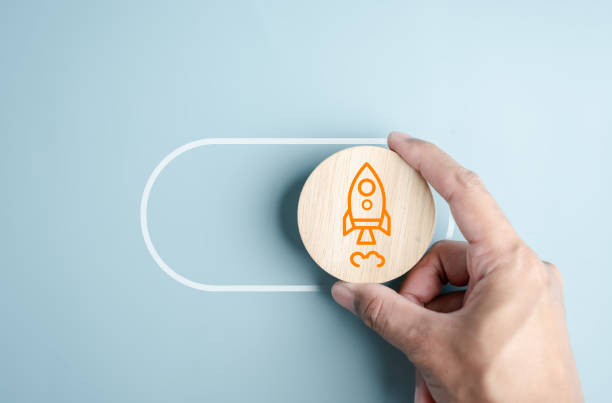 istock Hand holding switching for start rocket ship launch button to leadership and start business to goal achievement. 1685549970