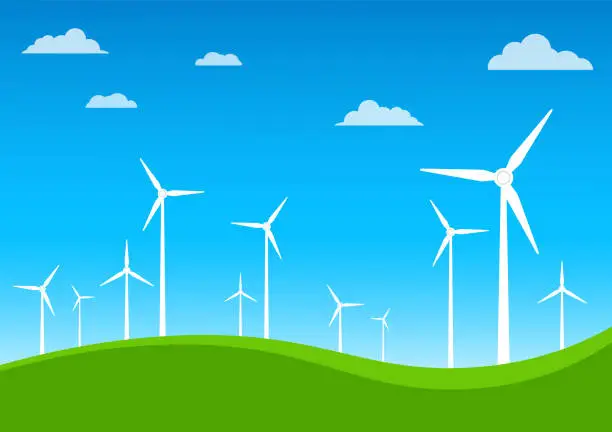 Vector illustration of Wind turbines
