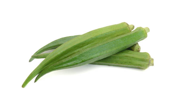 istock Fresh okra isolated in plate on a white background 1685682152
