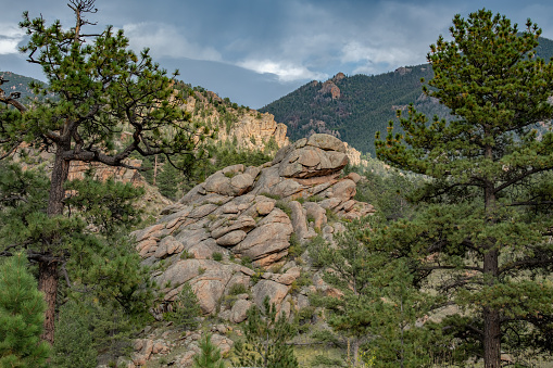Majestic rock formations in central Colorado in western USA of North America. Nearby cities are Denver and Colorado Springs, Colorado.
