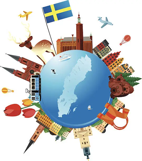 Vector illustration of Sweden Travel
