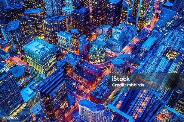 Toronto Financial District Cityscape At Dusk Stock Photo - Download Image Now - Toronto, Canada, Night