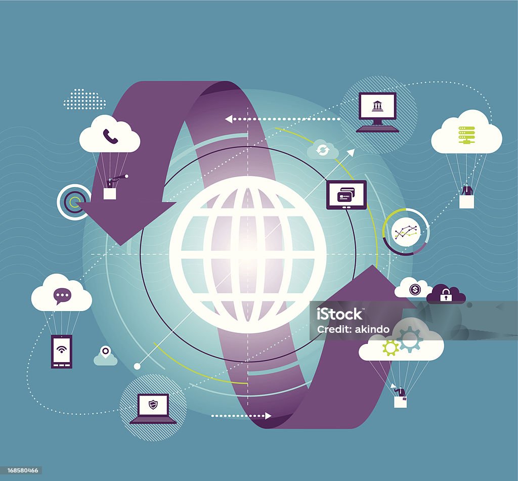 communication globale - clipart vectoriel de Cloud computing libre de droits