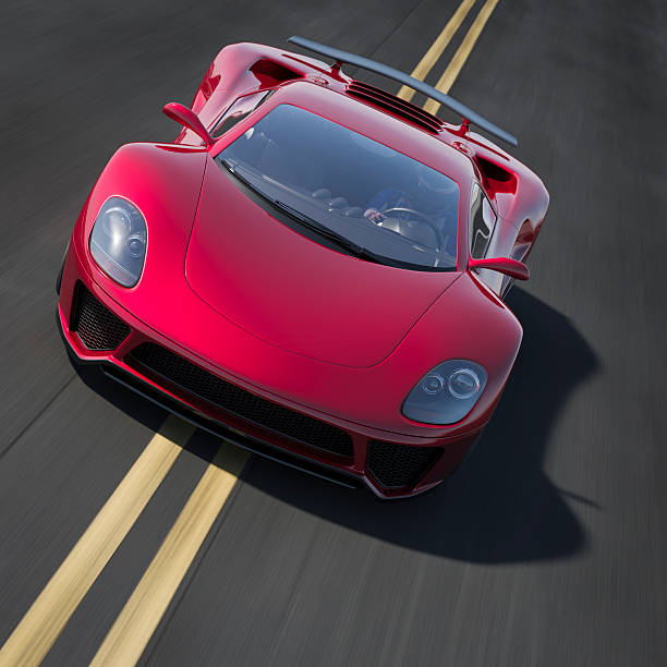 istock Red sports car driving on a road 168580666