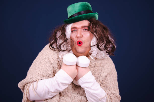 istock Funny drag queen and new knowledge. Blue background. 1685812104