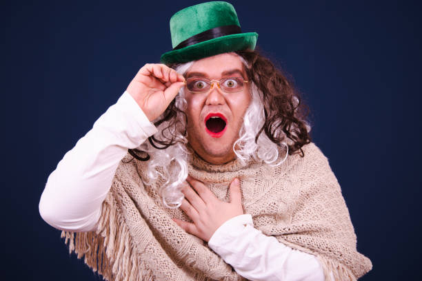 istock Funny drag queen and new knowledge. Blue background. 1685812253