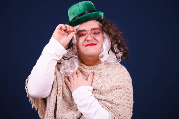 istock Funny drag queen and new knowledge. Blue background. 1685812893