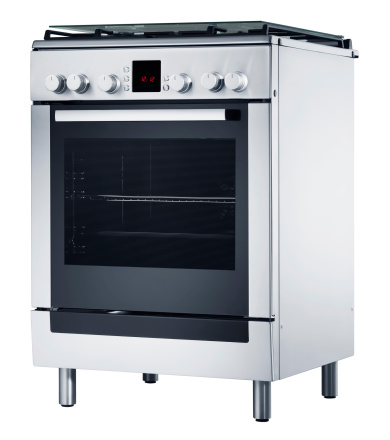 Modern metallic oven (isolated with clipping path over white background)