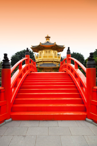 Golden pavilion in Chinese nunnery, Hongkong