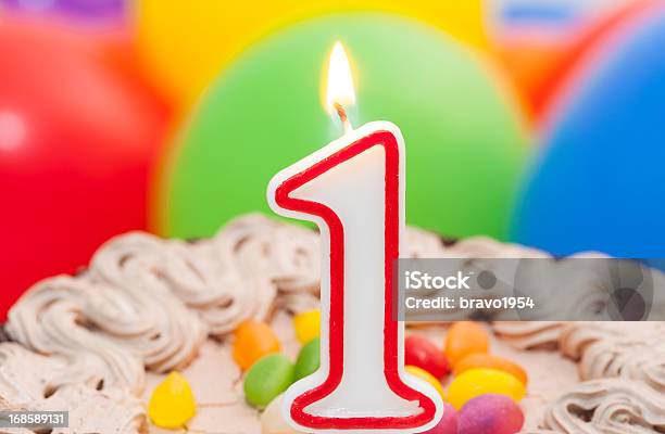 First Birthday Cake To Celebrate Stock Photo - Download Image Now - Birthday, Number 1, First Birthday