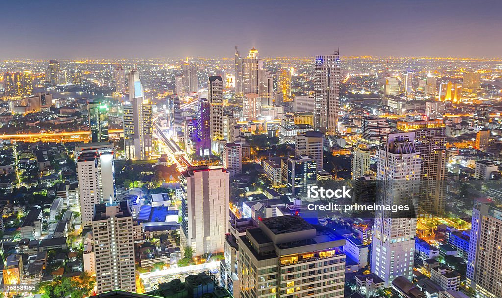 Vista aérea del paisaje de la ciudad de Asia - Foto de stock de Bangkok libre de derechos