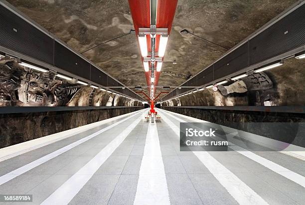 Stockholm Subway Station Stock Photo - Download Image Now - City, City Life, Neon Lighting