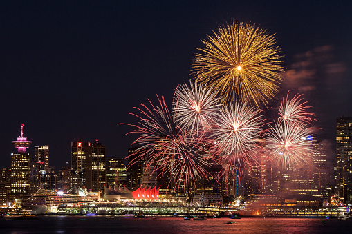 Canada Day firework in Vancouver Downtown