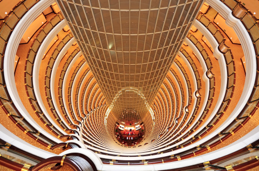 Atrium inside Jin Mao Tower, Shanghai, China