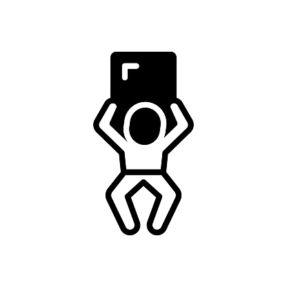 Icon for heavily, laboriously, bulky, burdensome, cumbersome, strength, carry the load, lifting