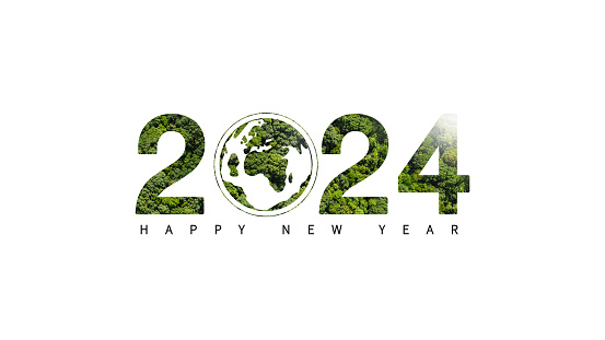 Happy Green New Year 2024, Go green 2024 concept, sustainable environmental development. Climate change in the sustainable energy business Upcoming environmental protection in 2024