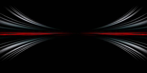 concept de technologie panoramique à grande vitesse, fond abstrait de lumière. image du mouvement de vitesse sur la route. fond abstrait en couleurs néon rouge et blanc - impact arrow sign computer graphic energy photos et images de collection