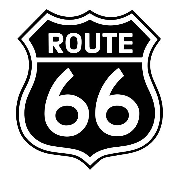 сша знак маршрута 66, векторная иллюстрация - route 66 sign road thoroughfare stock illustrations