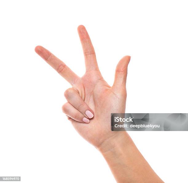Руки Подсчетатри Пальца Изолирован На Белом — стоковые фотографии и другие картинки Палец - Палец, Три объекта, Поднятая вверх рука - кисть руки
