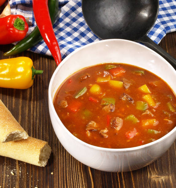 istock Hungarian Goulash Soup with Pepper and Bread 1685956664