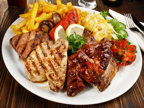 Classic Greek Meat Plate with French Fries